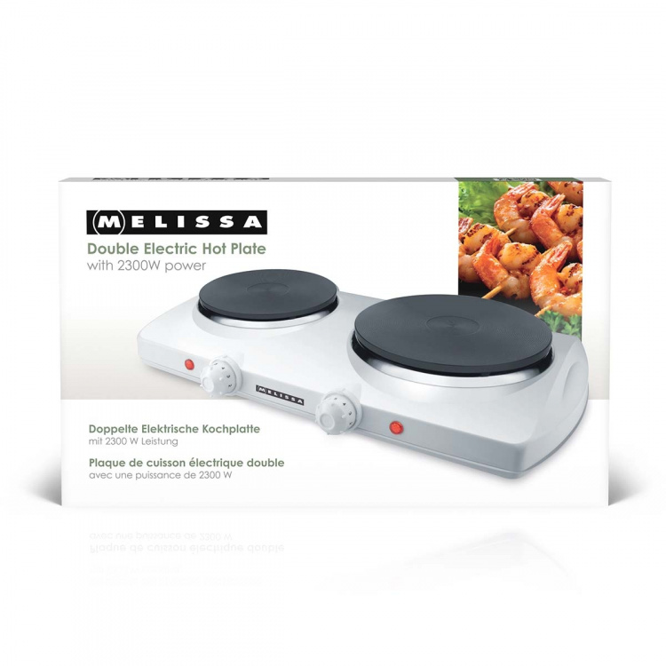 MELISSA Double Electric Hot Plate | 2300 W | Ø 18.5 + 15.5 cm | 5 Heat settings | Non-slip feet | White