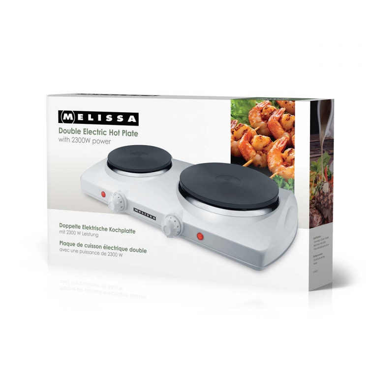 MELISSA Double Electric Hot Plate | 2300 W | Ø 18.5 + 15.5 cm | 5 Heat settings | Non-slip feet | White