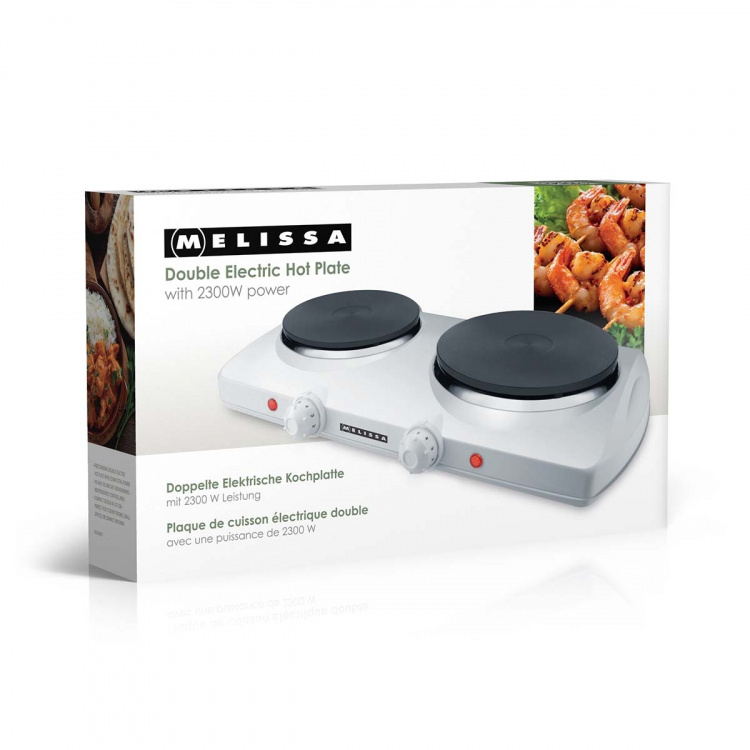 MELISSA Double Electric Hot Plate | 2300 W | Ø 18.5 + 15.5 cm | 5 Heat settings | Non-slip feet | White