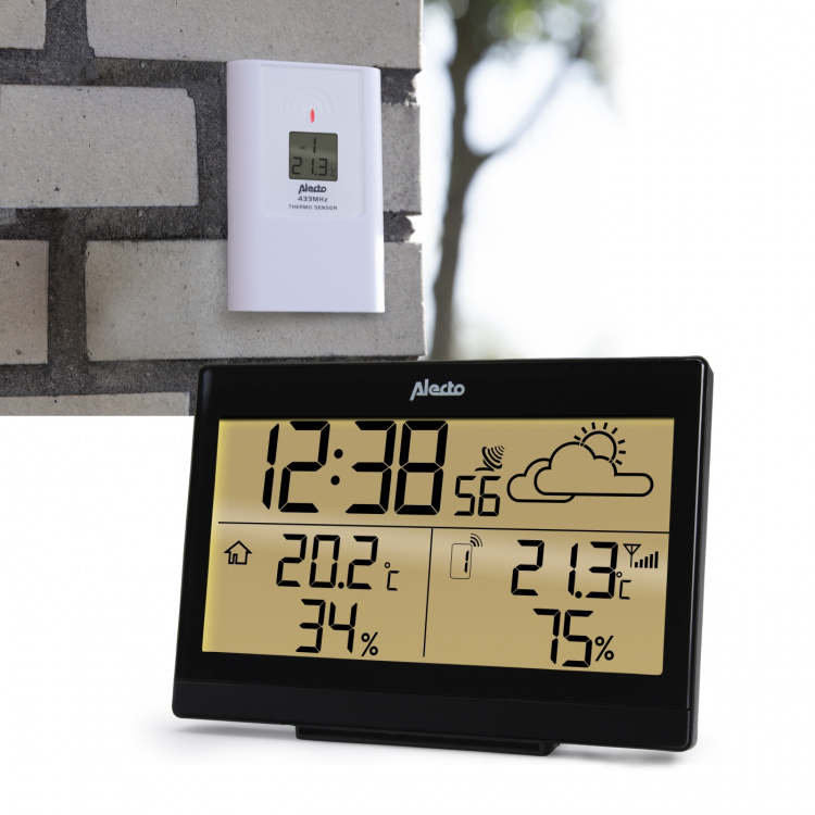 Alecto Weather station with wireless sensor Black