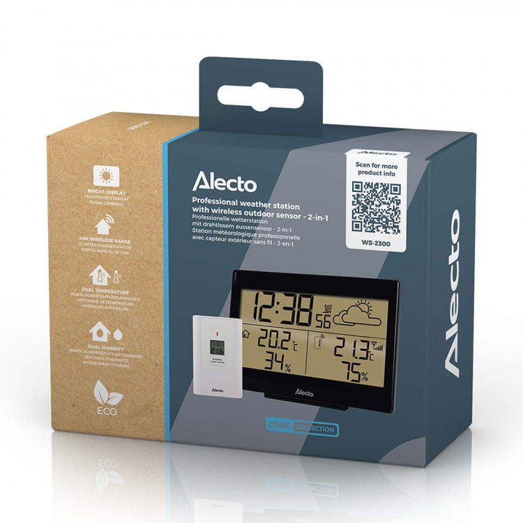 Alecto Weather station with wireless sensor Black