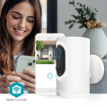 Nedis SmartLife Outdoor Camera | 3MP Full HD 1296p | IP65 | Max. battery life: 6 Months | Cloud Storage (optional) / microSD (not included) | 5 V DC | With motion sensor | Night vision | White Nedis SmartLife Outdoor Camera | 3MP Full HD 1296p | IP65 | Max. battery life: 6 Months | Cloud Storage (optional) / microSD (not included) | 5 V DC | With motion sensor | Night vision | White