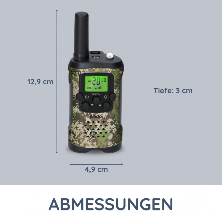 Alecto Set of 2 walkie talkies range up to 7 kilometers Camouflage