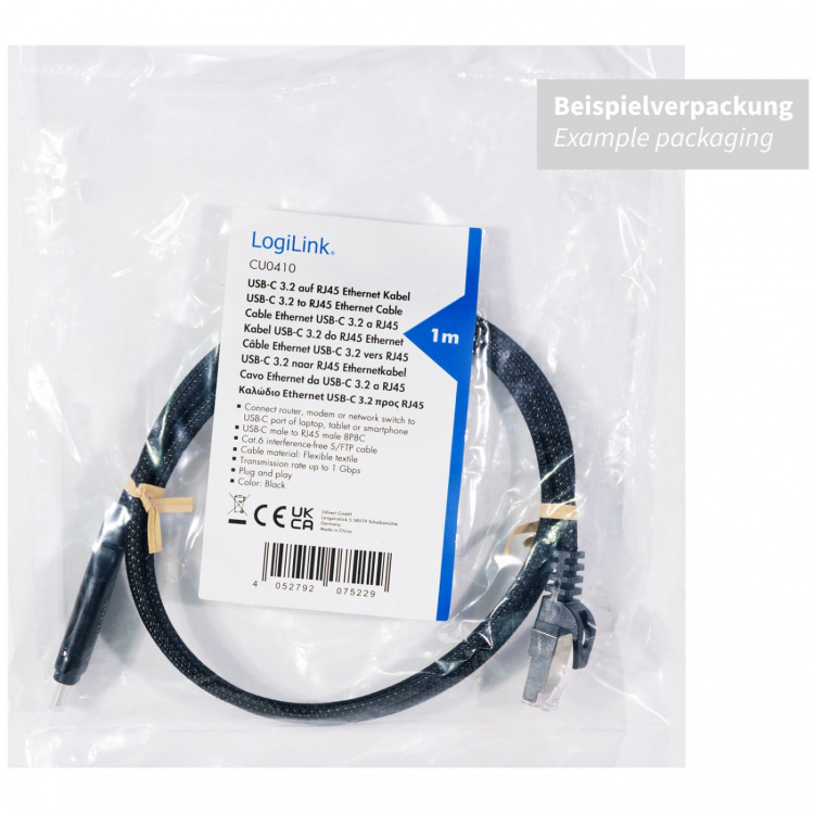 LogiLink USB-C till Nätverkskabel RJ45 1 Gbps Aktiv 2 m