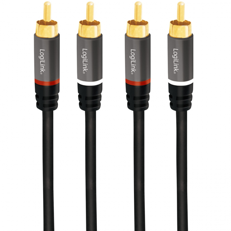 LogiLink Audiokabel 2 x RCA-hane - 2 x RCA-hane 1,5m Metall Svart