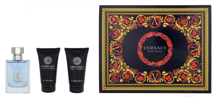 Versace Pour Homme Giftset 150 ml Edt Spray 50ml/Hair & Body Shampoo 50ml/After Shave Balm 50ml