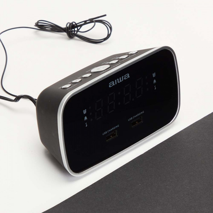 AIWA Klockradio Två alarm USB ladd-uttag Svart AIWA Klockradio Två alarm USB ladd-uttag Svart