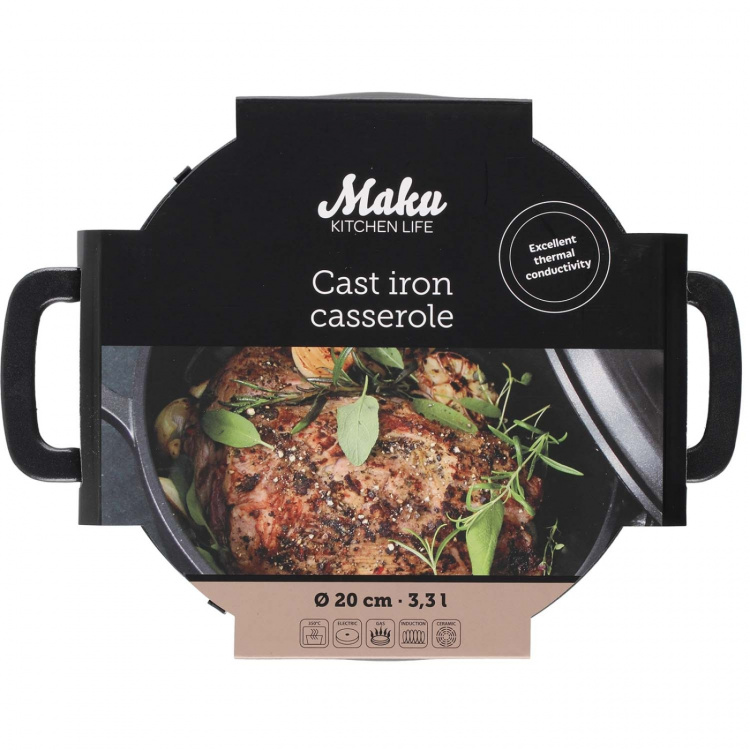 Maku Gjutjärnsgryta med lock 3,3 L
