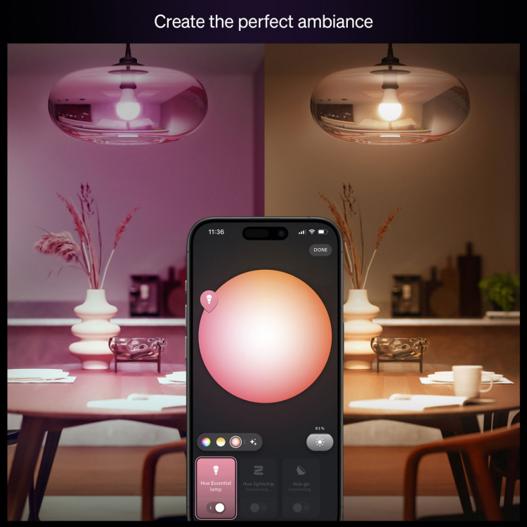Philips Hue Essential Startkit White and Color Ambiance 2xE27 806lm + Hue Bridge Philips Hue Essential Startkit White and Color Ambiance 2xE27 806lm + Hue Bridge
