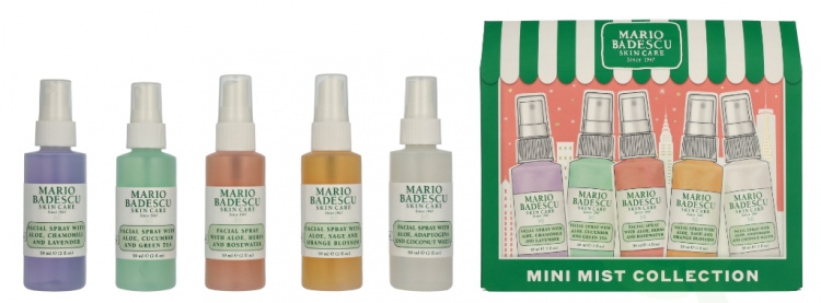 Mario Badescu Mini Mist Collection Set 295 ml Chamomile & Lavender 59ml/Hers, and Rosewater 59ml/Cucumber And Green Tea 59ml/Sage & Orange Blossom 59ml/Adaptogens & Coconut Water 59ml