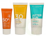 Clarins Summer Essentials Set 180 ml Youth-protecting Sunscreen SPF50+ Face 30ml/Sun Care Cream Body SPF30 75ml/Soothing After Sun Balm 75ml