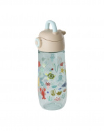 RICE Plastic Kids Drinking Bottle with Blue Ocean Print - Blue - 550 ml