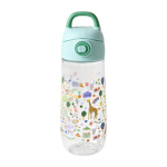 RICE Plastic Kids Drinking Bottle with Fun Fair Print - Mint - 550 ml