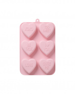 RICE Silicone Baking Form with 6 Hearts - Soft Pink RICE Silicone Baking Form with 6 Hearts - Soft Pink