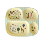 RICE Melamine Kids 4 Room Plate with Fun Fair Print - Mint RICE Melamine Kids 4 Room Plate with Fun Fair Print - Mint