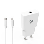 Nedis Wall Charger | PD3.0 | Quick charge feature | 1.67 / 2.22 / 3.0 A | Number of outputs: 1 | USB-C™ | Lightning 8-Pin (Loose) Cable | 1.00 m | Automatic Voltage Selection | White