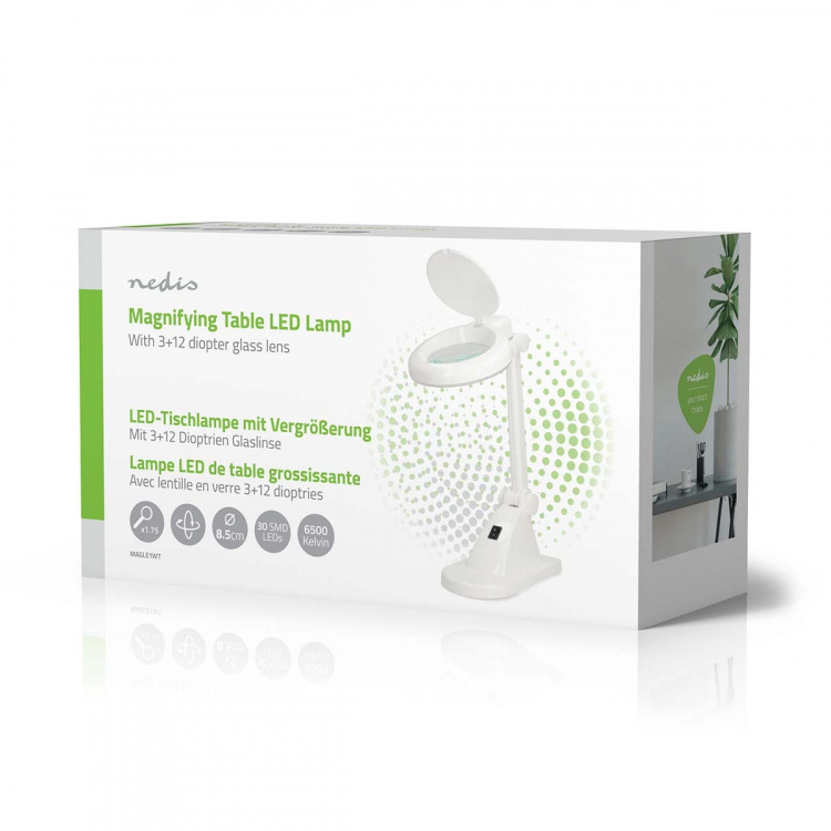 Nedis Magnifying Table Lamp | Lens strength: 3 + 12 Diopter | 6500 K | 6 W | 400 lm | White