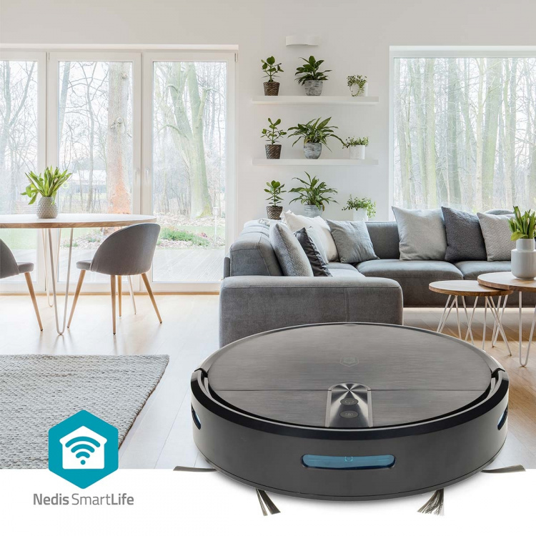 Nedis SmartLife Robot Vacuum Cleaner | Random | Wi-Fi | Capacity collection reservoir: 0.6 l | Automatic charging | Maximum operating time: 2 hrs | Black | Android™ / IOS