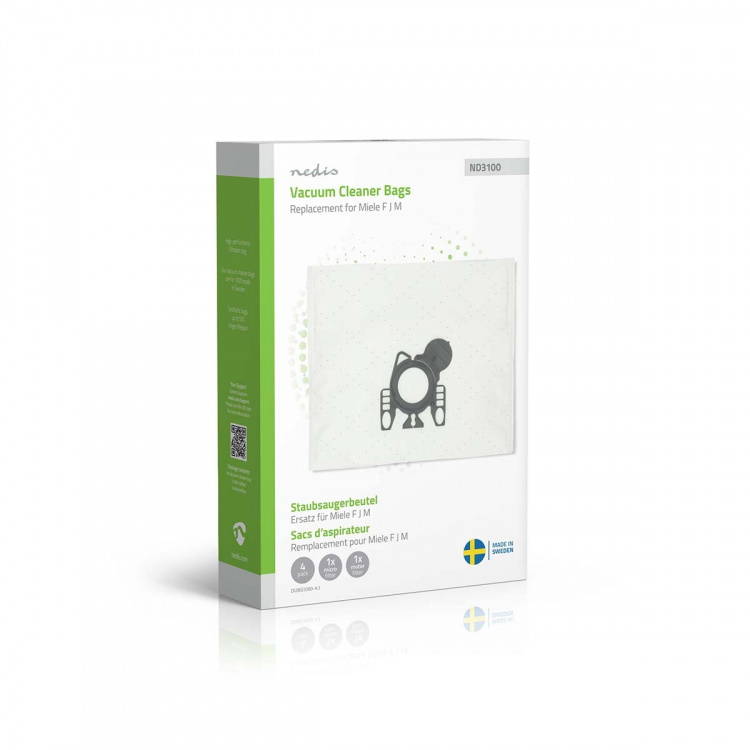 Nedis Vacuum Cleaner Bag | 4 pcs | Synthetic | Most sold for: Miele FJM | White