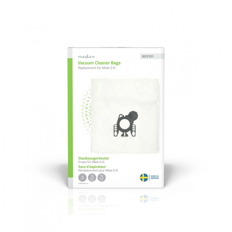 Nedis Vacuum Cleaner Bag | 4 pcs | Synthetic | Most sold for: Miele GN | White