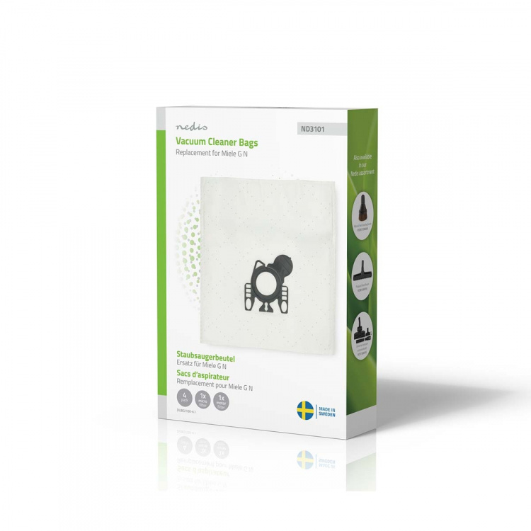 Nedis Vacuum Cleaner Bag | 4 pcs | Synthetic | Most sold for: Miele GN | White