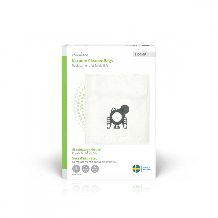 Nedis Vacuum Cleaner Bag | 8 pcs | Synthetic | Most sold for: Miele GN | White