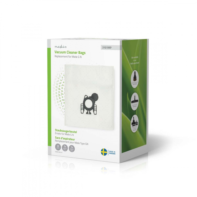 Nedis Vacuum Cleaner Bag | 8 pcs | Synthetic | Most sold for: Miele GN | White