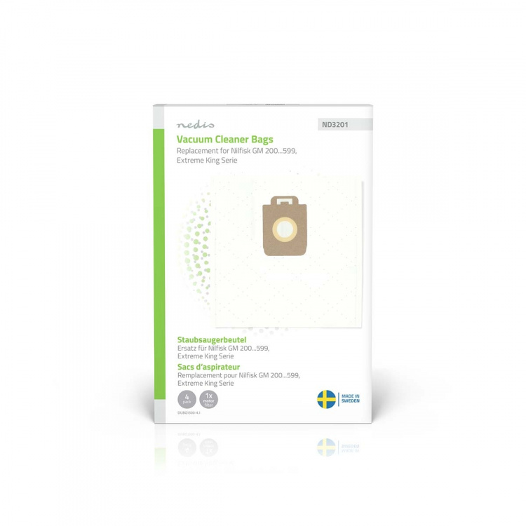 Nedis Vacuum Cleaner Bag | 4 pcs | Synthetic | Most sold for: Nilfisk Extreme - King Series / Nilfisk GM 200 - 599 | White Nedis Vacuum Cleaner Bag | 4 pcs | Synthetic | Most sold for: Nilfisk Extreme - King Series / Nilfisk GM 200 - 599 | White