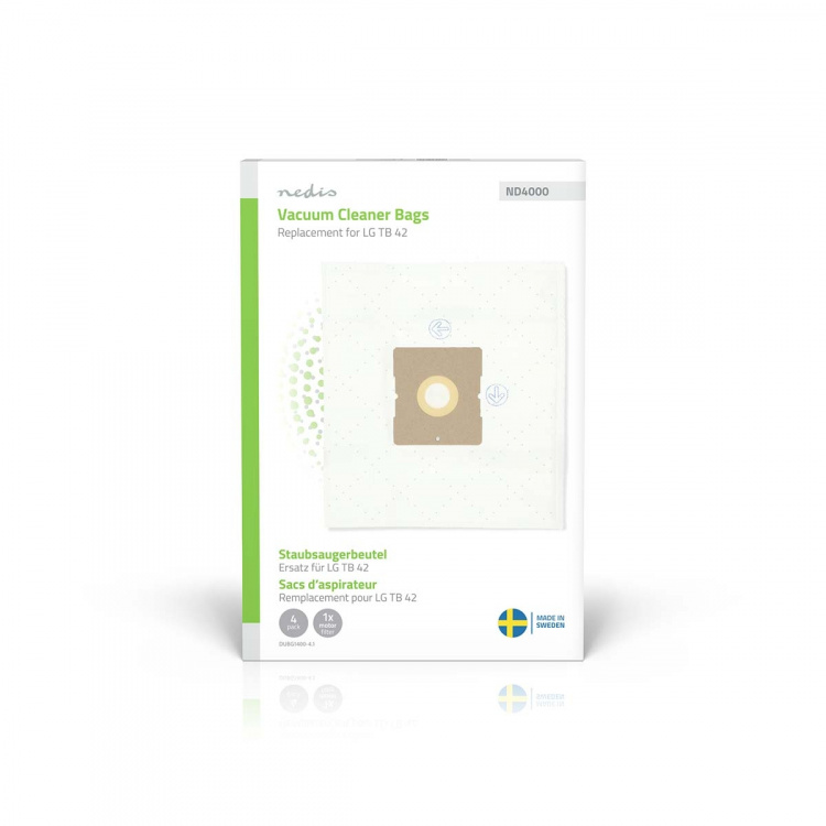 Nedis Vacuum Cleaner Bag | 4 pcs | Synthetic | Most sold for: LG TB 42 | White