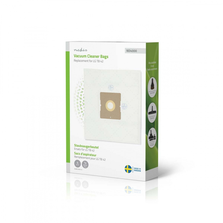 Nedis Vacuum Cleaner Bag | 4 pcs | Synthetic | Most sold for: LG TB 42 | White