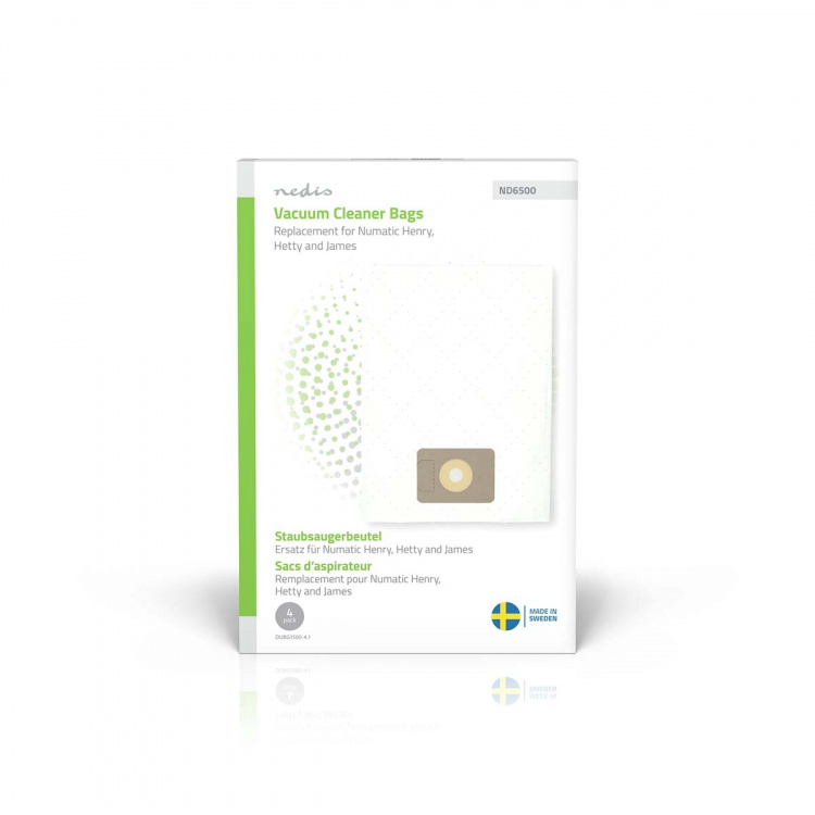 Nedis Vacuum Cleaner Bag | 4 pcs | Synthetic | Most sold for: Numatic Henry / Hetty / James | White