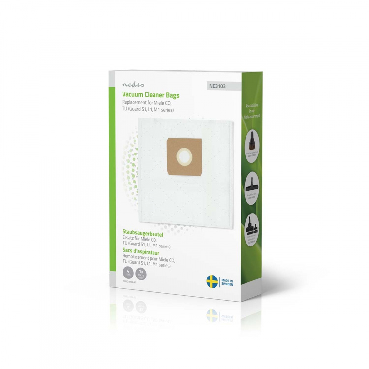Nedis Vacuum Cleaner Bag | 4 pcs | Synthetic | Most sold for: Miele CO / Miele Guard S1 / L1 / M1 Series) | White