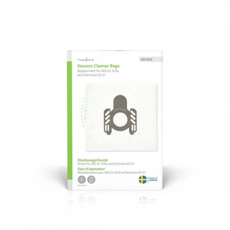 Nedis Vacuum Cleaner Bag | 4 pcs | Synthetic | Most sold for: AEG Gr. 5/5s and Electrolux ES 51 / AEG GR5 / Electrolux E51 | White