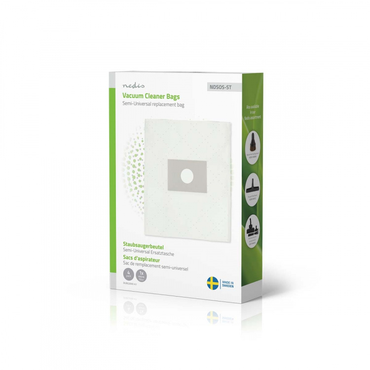 Nedis Vacuum Cleaner Bag | 4 pcs | Synthetic | Most sold for: Semi-Universal | White