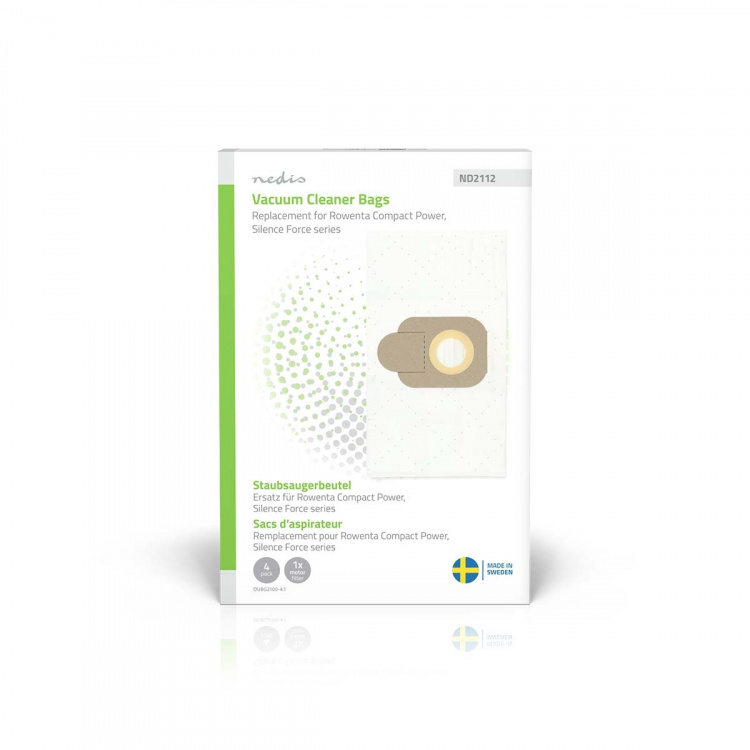 Nedis Vacuum Cleaner Bag | 4 pcs | Synthetic | Most sold for: Rowenta Compact Power Series / Rowenta Silence Force Series | White