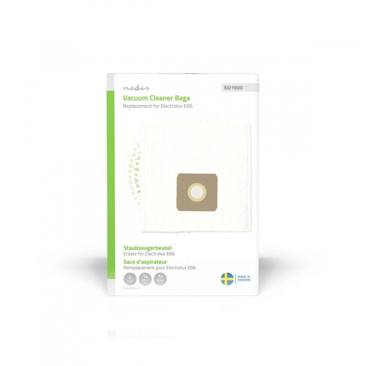 Nedis Vacuum Cleaner Bag | 4 pcs | Synthetic | Most sold for: Electrolux E66 | White