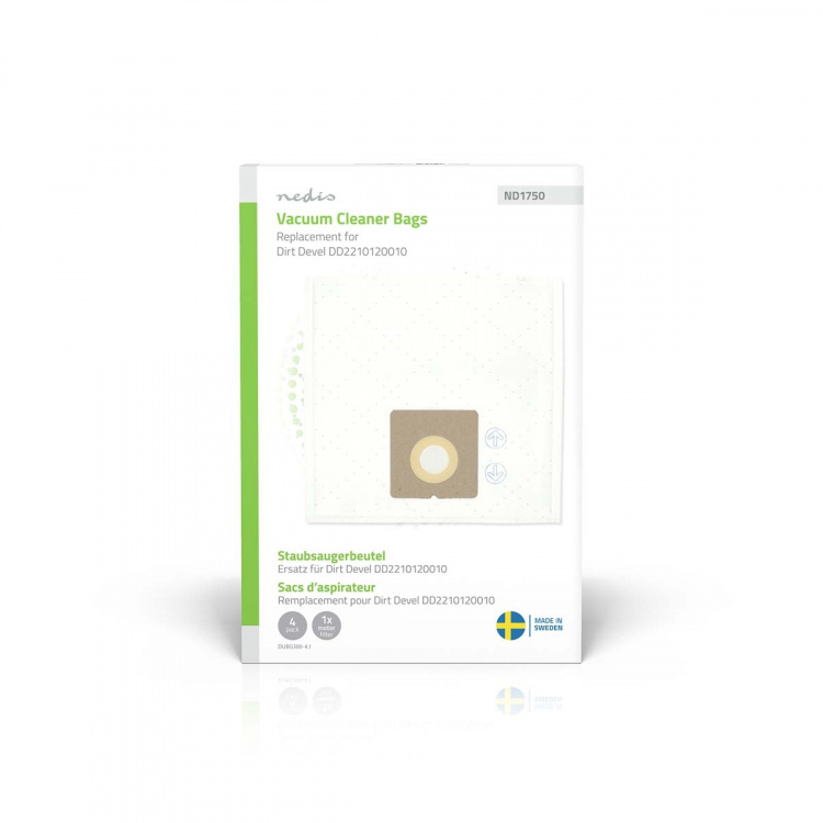 Nedis Vacuum Cleaner Bag | 4 pcs | Synthetic | Most sold for: Dirt Devil Swiffy M 1550 - 1556 Series | White