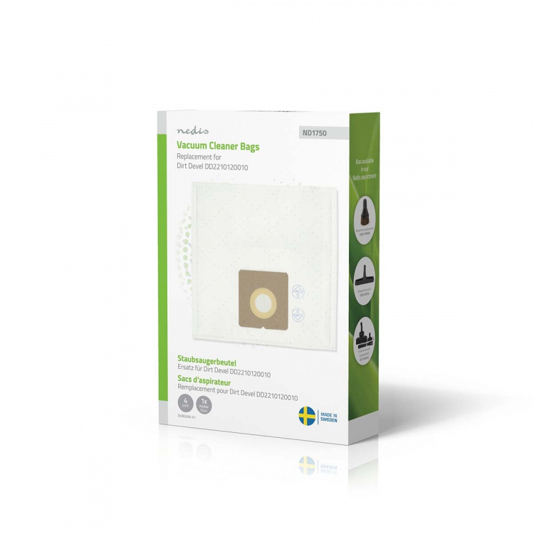 Nedis Vacuum Cleaner Bag | 4 pcs | Synthetic | Most sold for: Dirt Devil Swiffy M 1550 - 1556 Series | White