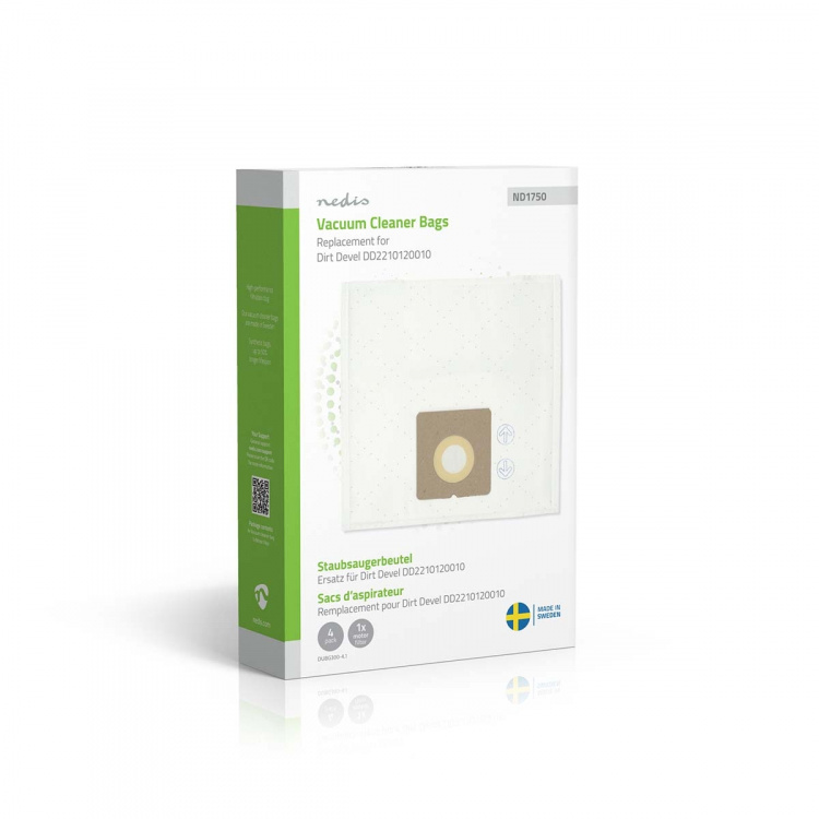 Nedis Vacuum Cleaner Bag | 4 pcs | Synthetic | Most sold for: Dirt Devil Swiffy M 1550 - 1556 Series | White