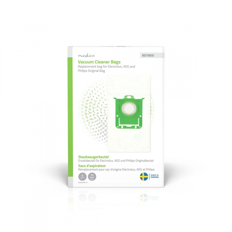 Nedis Vacuum Cleaner Bag | 4 pcs | Synthetic | Most sold for: Replacement for Electrolux, AEG and Philips Original Bag | White