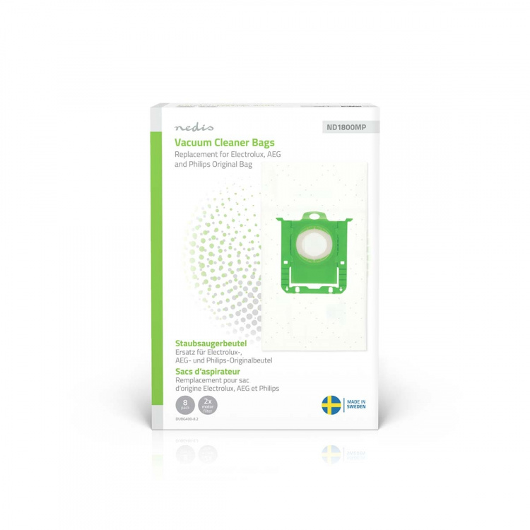 Nedis Vacuum Cleaner Bag | 8 pcs | Synthetic | Most sold for: Replacement for Electrolux, AEG and Philips Original Bag | White Nedis Vacuum Cleaner Bag | 8 pcs | Synthetic | Most sold for: Replacement for Electrolux, AEG and Philips Original Bag | White