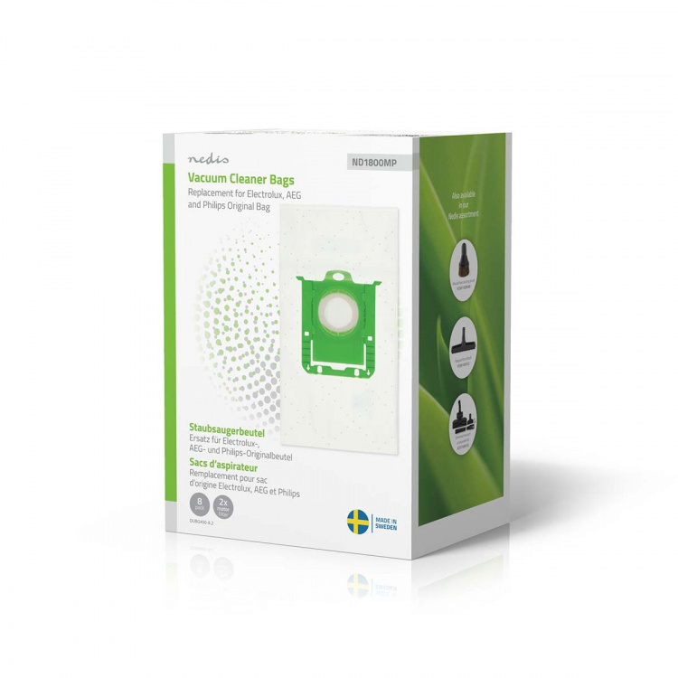 Nedis Vacuum Cleaner Bag | 8 pcs | Synthetic | Most sold for: Replacement for Electrolux, AEG and Philips Original Bag | White Nedis Vacuum Cleaner Bag | 8 pcs | Synthetic | Most sold for: Replacement for Electrolux, AEG and Philips Original Bag | White