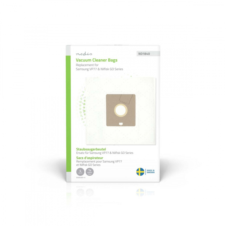 Nedis Vacuum Cleaner Bag | 4 pcs | Synthetic | Most sold for: Nilfisk Go Series / Samsung VP77 | White