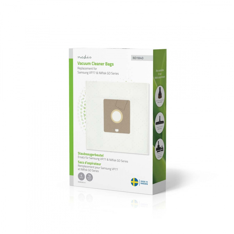 Nedis Vacuum Cleaner Bag | 4 pcs | Synthetic | Most sold for: Nilfisk Go Series / Samsung VP77 | White