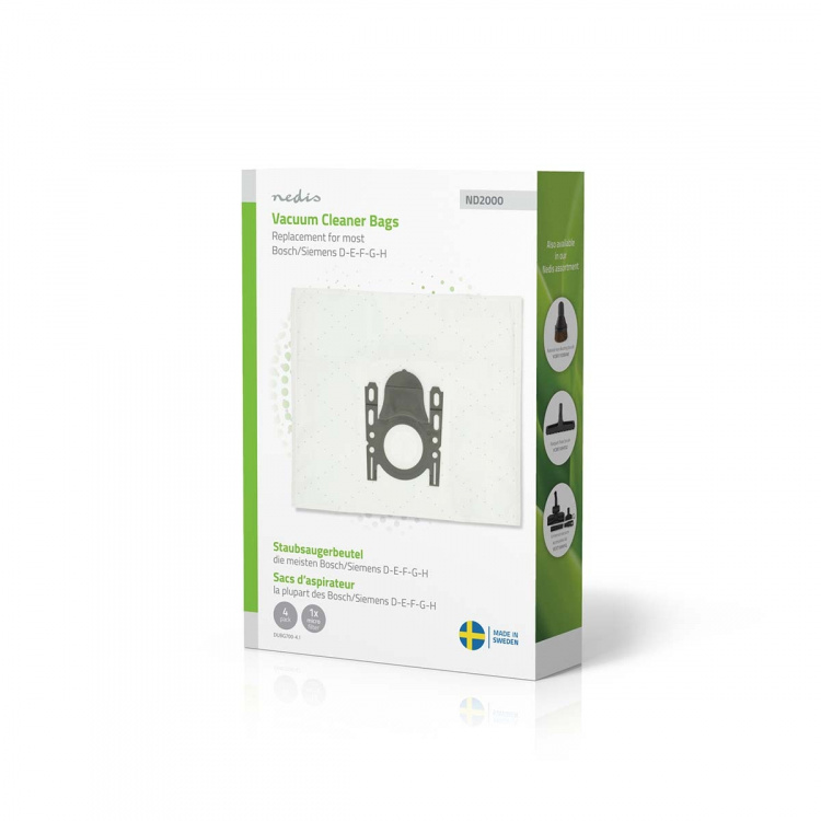Nedis Vacuum Cleaner Bag | 4 pcs | Synthetic | Most sold for: Bosch / Siemens D - E - F - G - H | White