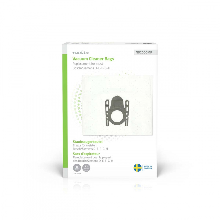 Nedis Vacuum Cleaner Bag | 8 pcs | Synthetic | Most sold for: Bosch / Siemens D - E - F - G - H | White