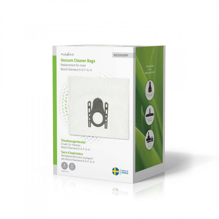 Nedis Vacuum Cleaner Bag | 8 pcs | Synthetic | Most sold for: Bosch / Siemens D - E - F - G - H | White