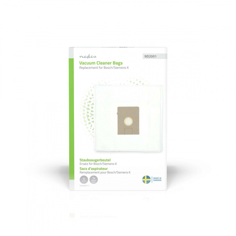 Nedis Vacuum Cleaner Bag | 4 pcs | Synthetic | Most sold for: Bosch / Siemens Arriva - Smiley K | White