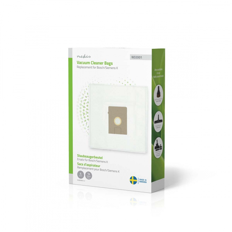 Nedis Vacuum Cleaner Bag | 4 pcs | Synthetic | Most sold for: Bosch / Siemens Arriva - Smiley K | White
