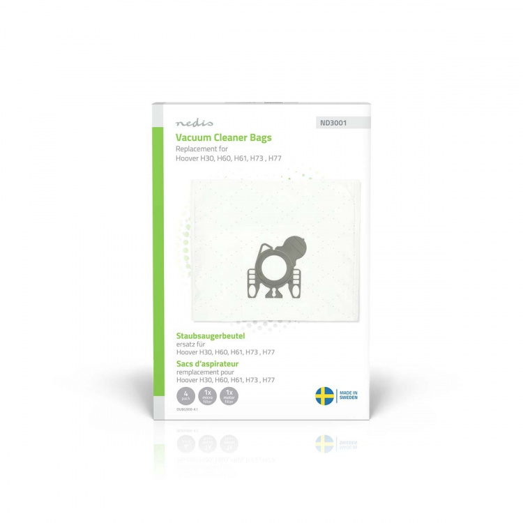 Nedis Vacuum Cleaner Bag | 4 pcs | Synthetic | Most sold for: Hoover H60 / Hoover H61 / Hoover H73 / Hoover H77 | White
